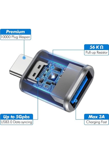 Gül Altın Uslıon USB C Tipi Otg Adaptör Tipi C Erkek Macbook Huawei Samsung Için Usb-A Dişi Adaptör Kablosu Dönüştürücüler Usb-C Konektörü (Yurt Dışından)