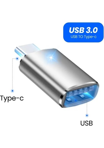 Şerit (3led) USB 3.0 Tip C Otg Adaptör ile LED Göstergesi 3A Hızlı Şarj 5 Gbps Veri Aktarım Dönüştürücü Macbook Xiaomi Samsung Için (Yurt Dışından)