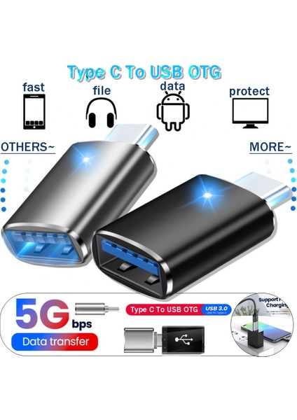 Şerit (3led) USB 3.0 Tip C Otg Adaptör ile LED Göstergesi 3A Hızlı Şarj 5 Gbps Veri Aktarım Dönüştürücü Macbook Xiaomi Samsung Için (Yurt Dışından) fiyatları