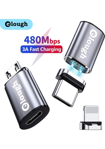 USB 3.0 Tip C G Elough Otg Adaptörü Manyetik Mikro USB C Aydınlatma Adaptörü Dişi Dönüştürücü iPhone Xiaomi Poco Macbook Otg Tip C USB Adaptörü (Yurt Dışından)