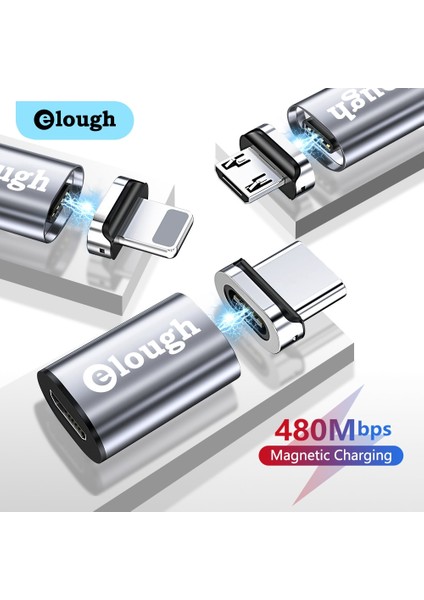 USB 3.0 Tip C G Elough Otg Adaptörü Manyetik Mikro USB C Aydınlatma Adaptörü Dişi Dönüştürücü iPhone Xiaomi Poco Macbook Otg Tip C USB Adaptörü (Yurt Dışından)