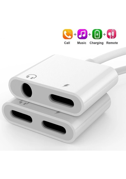 Yıldırım Için 3.5mm Yıldırım Için 3.5mm 2 In 1 Kulaklık Ses Adaptörü iPhone 11 12 Pro 7 8 Artı x Şarj Kablosu Telefon Aux Çift Jack Splitter (Yurt Dışından)