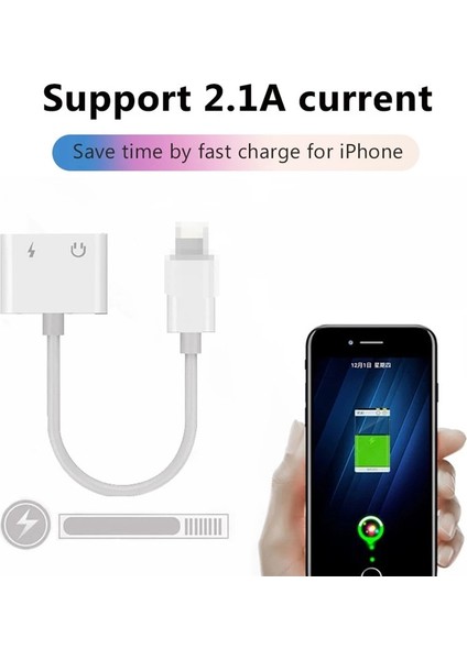 Yıldırım Için 3.5mm Yıldırım Için 3.5mm 2 In 1 Kulaklık Ses Adaptörü iPhone 11 12 Pro 7 8 Artı x Şarj Kablosu Telefon Aux Çift Jack Splitter (Yurt Dışından)