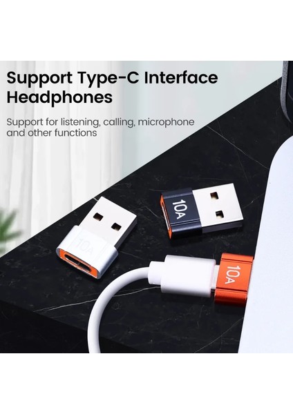 Siyah 3 Adet 10A Tip C Dişi USB A Erkek Otg Adaptörü Usb-C Dönüştürücü Macbook Xiaomi Samsung Oneplus Realme Için Kablo Konnektör Adaptörü (Yurt Dışından)