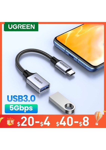 USB 3.0 Pvc Siyah Uyeşil USB C - USB 3.0 Otg Adaptörü Samsung Galaxys 10 MacBook Pro 2019 Için USB Tip-C Otg Veri Kablosu Konektörü USB C Adaptörü (Yurt Dışından)
