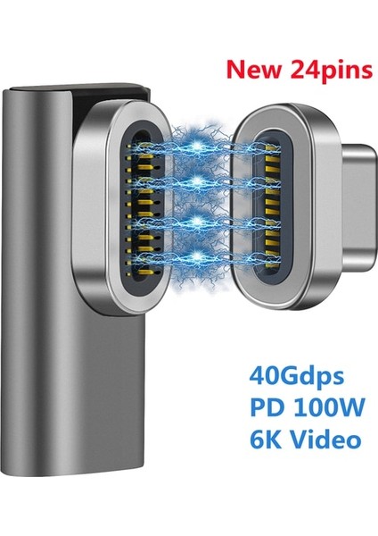 Yeni 24PIN Manyetik USB C Adaptörü 24 Pins Tip C Konnektör Thunderbolt 3 Pd 100 W Hızlı Şarj 40 Gbp/s Dönüştürücü iPad MacBook Pro Için (Yurt Dışından)