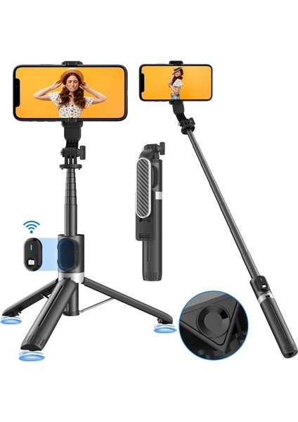 P90C Kablosuz Bluetooth Selfie Sopa Katlanabilir Mini Tripod Vantuz Tasarım Deklanşör Uzaktan Kumanda iPhone Ios Android Telefon Için (Yurt Dışından)