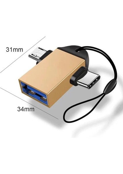 Altın Dişi Pd Hızlı Şarj Fişi Dönüştürücü 2 In 1 Otg Adaptör Yüksek Hızlı Usb3.0 Tip C Mikro USB Erkek Şarj Dönüştürücü (Yurt Dışından)