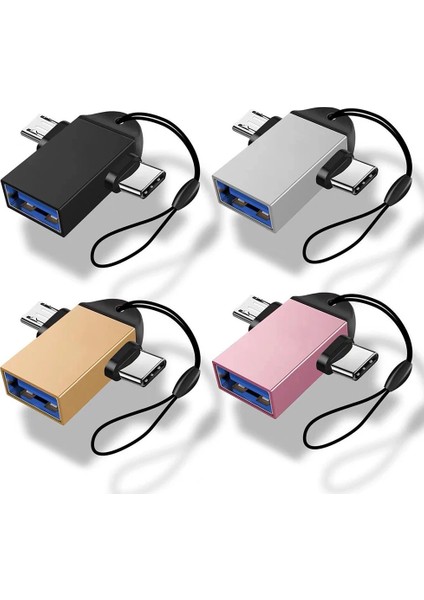 Altın Dişi Pd Hızlı Şarj Fişi Dönüştürücü 2 In 1 Otg Adaptör Yüksek Hızlı Usb3.0 Tip C Mikro USB Erkek Şarj Dönüştürücü (Yurt Dışından)
