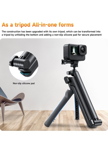 Telefon Klipsi ile Telesın 3 Yollu Selfie Sopa Tripod ile El Kavrama Direği Gopro Hero INSTA360 Djı Eylem Kamera Aksesuarları (Yurt Dışından) indirimleri