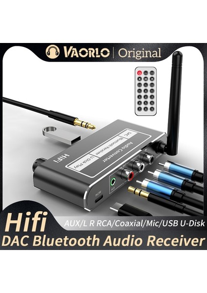 Koaksiyel Kablo ile Hıfı Bluetooth 5.2 Ses Alıcısı Koaksiyel/mikrofon/usb U-Disk Girişi 3.5 Mm/l R Rca Çıkışı Kablosuz Adaptör Ktv Karaoke Araba Hoparlörü (Yurt Dışından)