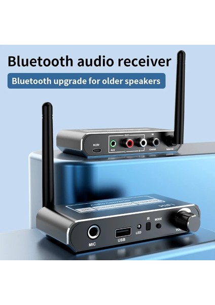 Koaksiyel Kablo ile Hıfı Bluetooth 5.2 Ses Alıcısı Koaksiyel/mikrofon/usb U-Disk Girişi 3.5 Mm/l R Rca Çıkışı Kablosuz Adaptör Ktv Karaoke Araba Hoparlörü (Yurt Dışından)
