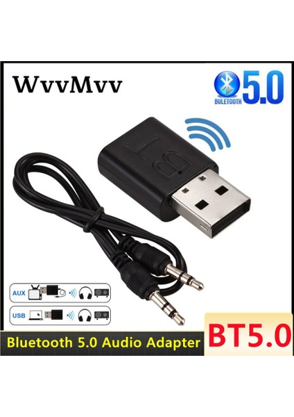 Siyah USB Bluetooth 5.0 Adaptör Verici Bluetooth Alıcısı Ses Bluetooth Dongle Bilgisayar Pc Laptop Için Kablosuz USB Adaptörü C (Yurt Dışından)