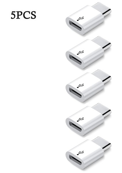Beyaz Logo-5 Adet 5 Adet Adaptör Mikro USB Dönüşüm Tip-C Adaptör Veri Kablosu Dönüştürücü Şarj Veri Kablosu 2 In 1 Cep Telefonu Aksesuarları (Yurt Dışından)