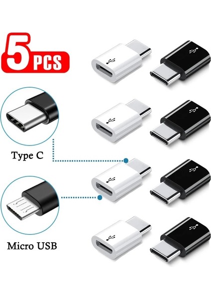 Beyaz Logo-5 Adet 5 Adet Adaptör Mikro USB Dönüşüm Tip-C Adaptör Veri Kablosu Dönüştürücü Şarj Veri Kablosu 2 In 1 Cep Telefonu Aksesuarları (Yurt Dışından) fiyatları