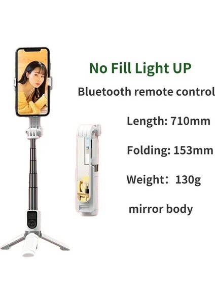 Beyaz Ayna 2022 Yeni Kablosuz Selfie Çubuğu Bluetooth Mini, Dolgu Işığı ile Katlanabilir Tripod Deklanşör Uzaktan Kumanda, Ios Android Akıllı Telefon Için (Yurt Dışından)