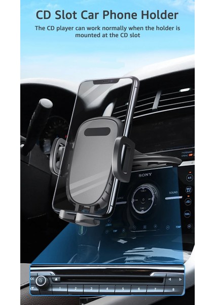 Siyah Evrensel Araç CD Yuvası Telefon Montaj Standı Tek Dokunuşla Yayın Araç Telefonu Tutucu Cep Telefonu Desteği iPhone 13 12 11 Pro Max Xiaomi (Yurt Dışından) indirimleri
