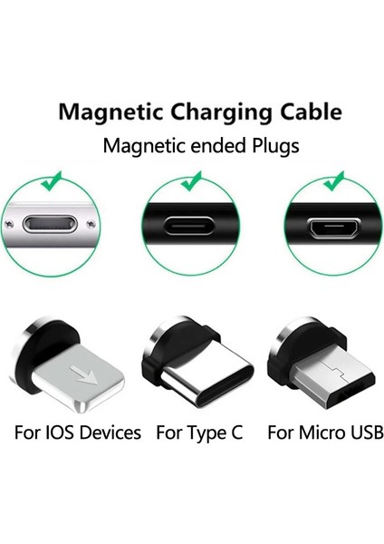 1 Adet Fiş Mikro Yelangu Manyetiktips Evrensel Yuvarlak Manyetik Kablo Için Mikro USB C Tipi Mıknatıs Yedek Parçalar Cep Telefonu Toz Fiş Adaptörü (Yurt Dışından)