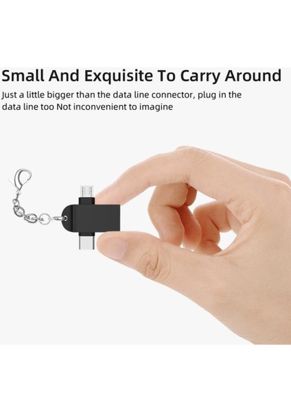 Zincirli Gümüş 2'si 1 Arada Tip-C USB 3.0 Dişiden Mikro USB Otg Adaptörüne Android Telefon Için Veri Dönüştürücü Tablet Için Sabit Disk Alüminyum Alaşımlı (Yurt Dışından)