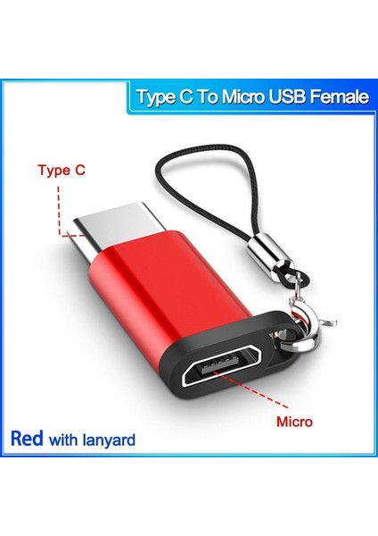 Typectomicro F Kırmızı Minnettar Otg Tip C'den Mikro Usb'ye Dönüştürücü Kablo Tip C'den USB 3.0'a Adaptör Macbookpro Için Şarj Kablosu Xiaomi Huawei Samsung (Yurt Dışından)