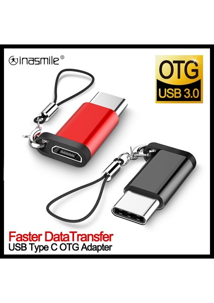 Typectomicro F Kırmızı Minnettar Otg Tip C'den Mikro Usb'ye Dönüştürücü Kablo Tip C'den USB 3.0'a Adaptör Macbookpro Için Şarj Kablosu Xiaomi Huawei Samsung (Yurt Dışından)
