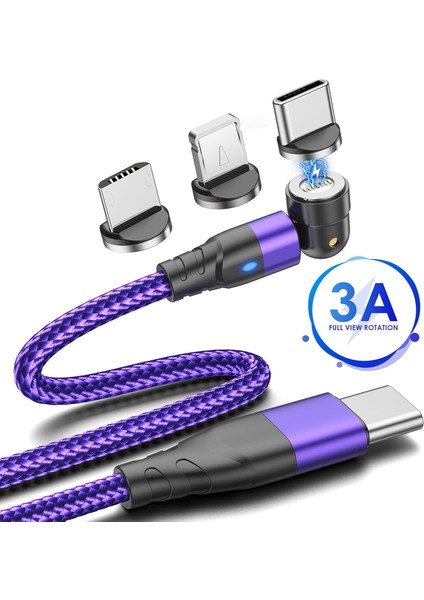 Kırmızı 2m Kablo 60W Pd Hızlı Şarj Kablosu USB Tip C Mikro Manyetik Veri Kabloları iPhone Şarj Kablosu Macbook Dizüstü Bilgisayar Için Mikro (Yurt Dışından)
