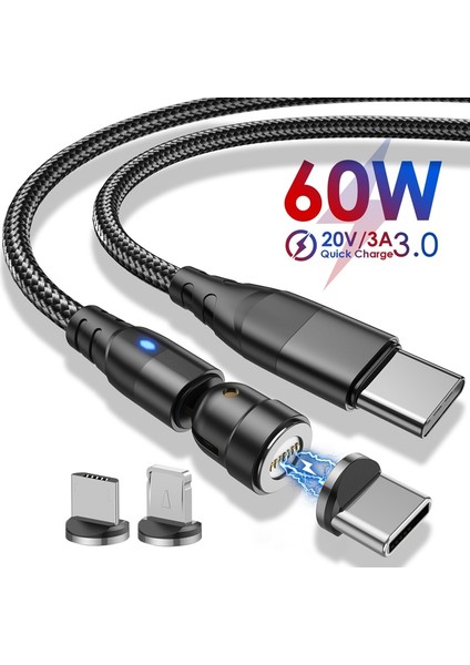 Kırmızı 2m Kablo 60W Pd Hızlı Şarj Kablosu USB Tip C Mikro Manyetik Veri Kabloları iPhone Şarj Kablosu Macbook Dizüstü Bilgisayar Için Mikro (Yurt Dışından)