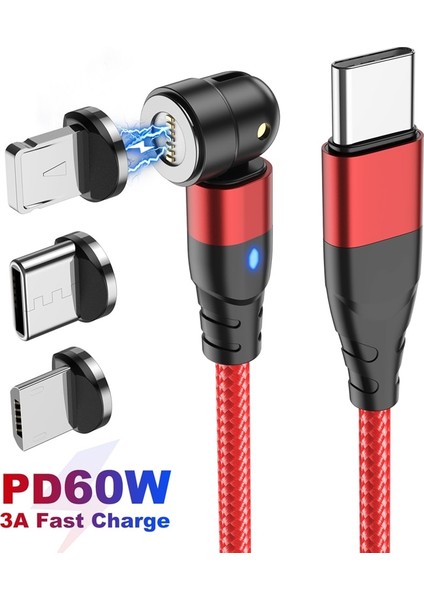 Kırmızı 2m Kablo 60W Pd Hızlı Şarj Kablosu USB Tip C Mikro Manyetik Veri Kabloları iPhone Şarj Kablosu Macbook Dizüstü Bilgisayar Için Mikro (Yurt Dışından)