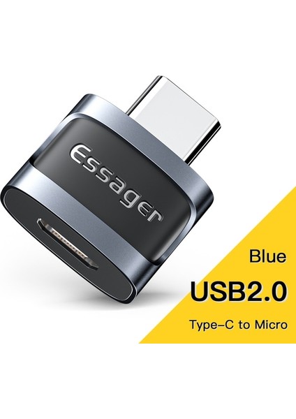 Mavi Tip C-Mikro Essager Otg Adaptörü Usb'den Tip C'ye Mikro Tip-C'den Usb3.0'a Dönüştürücü Samsung Xiaomi Redmi Huawei Mackbook Otg Konektörü Usb3.0 (Yurt Dışından)