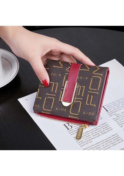 Orlylady Moda Kadın Küçük Cüzdan Retro Mektup Baskı Bozuk Para Cüzdanı Pu Deri Çoklu Kart Yuvası Kart Sahibinin (Yurt Dışından)
