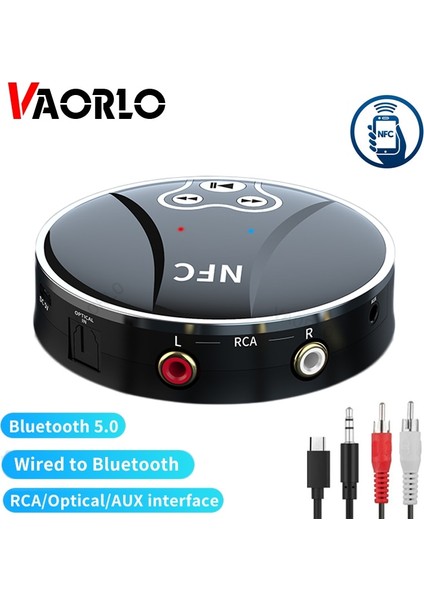 BT18-BLACK Vaorlo Nfc Bluetooth 5.0 Alıcı Verici 3.5mm Aux Jack Rca Optik Stereo Kablosuz Ses Adaptörü Pc Tv Için Araç Kiti Hoparlör (Yurt Dışından) fiyatları
