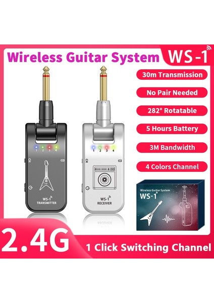 Gümüş Kablosuz Gitar Verici Alıcı Sistemi 2.4g 5 Saat Çalışma Şarj Edilebilir 6 Kanal Ses Verici Elektro Gitar Bas Için (Yurt Dışından) fiyatları