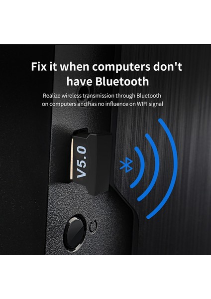 V5.0 Hiçbir Sürücü Bluetooth 5.0 Alıcı USB Kablosuz Bluetooth Adaptörü Dongle Verici Pc Bilgisayar Dizüstü Kulaklık Gamepad Yazıcı Cihazları Için (Yurt Dışından)