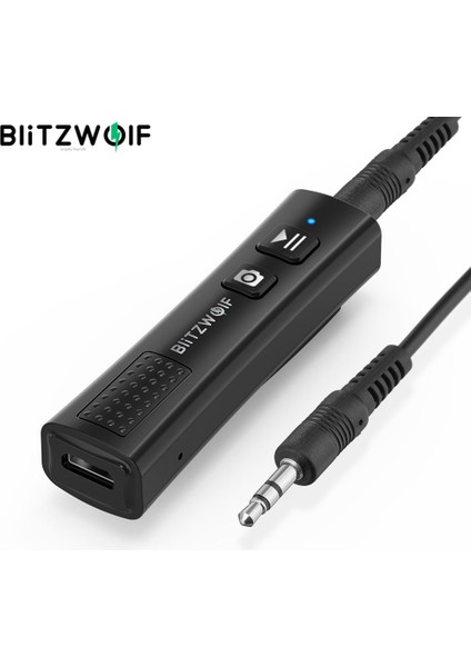 Sıyah Blitzwolf Kablosuz V5.0 USB Ses Alıcısı Bluetooth Alıcısı, Mini Stereo Ses 3.5mm Jack Kablosuz Adaptör Tv Pc Hoparlör (Yurt Dışından)