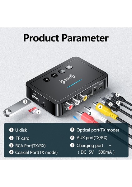 M6 Bluetooth 5.0 Alıcı Verici Fm Stereo Aux 3.5mm Jack Rca Optik Kablosuz Handsfree Çağrı Nfc Bluetooth Ses Adaptörü Tv (Yurt Dışından) fiyatları