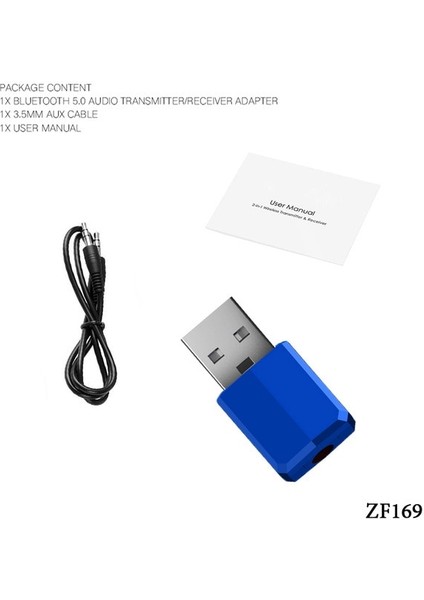 ZF-169 Mavi Dısour 5.0 USB Bluetooth Verici Alıcı Tv Mini 3 In 1 3.5 mm Aux Hıfı Stereo Ses Kablosuz Adaptör Dongle Araç Kiti Pc Için (Yurt Dışından)