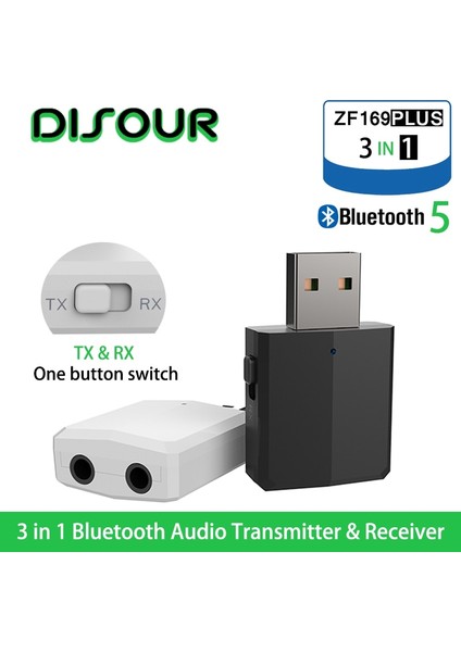 ZF-169 Mavi Dısour 5.0 USB Bluetooth Verici Alıcı Tv Mini 3 In 1 3.5 mm Aux Hıfı Stereo Ses Kablosuz Adaptör Dongle Araç Kiti Pc Için (Yurt Dışından) fiyatları
