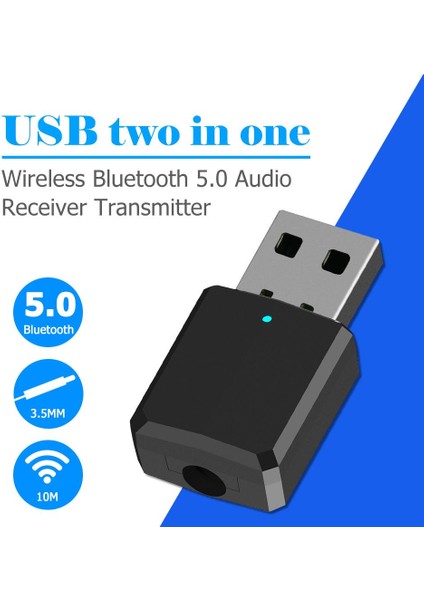 USB Bluetooth 5.0 Dongle Adaptörü 2 In 1 Kablosuz Müzik Ses Alıcısı Verici Araba Pc Bilgisayar Tv Hoparlör Kulaklıklar (Yurt Dışından)