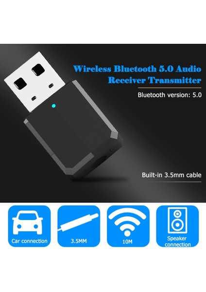 USB Bluetooth 5.0 Dongle Adaptörü 2 In 1 Kablosuz Müzik Ses Alıcısı Verici Araba Pc Bilgisayar Tv Hoparlör Kulaklıklar (Yurt Dışından)