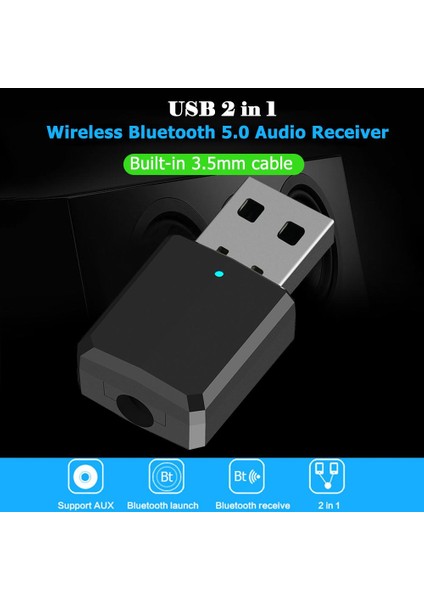 USB Bluetooth 5.0 Dongle Adaptörü 2 In 1 Kablosuz Müzik Ses Alıcısı Verici Araba Pc Bilgisayar Tv Hoparlör Kulaklıklar (Yurt Dışından)