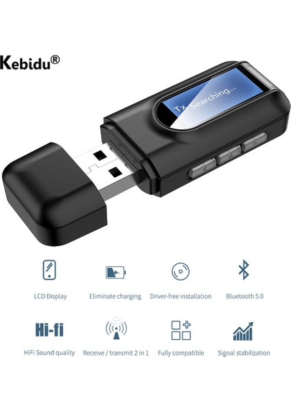 LCD Ekran USB Bluetooth Alıcı Verici LCD 3.5 mm Aux Ses Bluetooth 5.0 Adaptörü Araba Pc Tv Hd Hifi Reseptör Kablosuz Adaptör (Yurt Dışından) modelleri