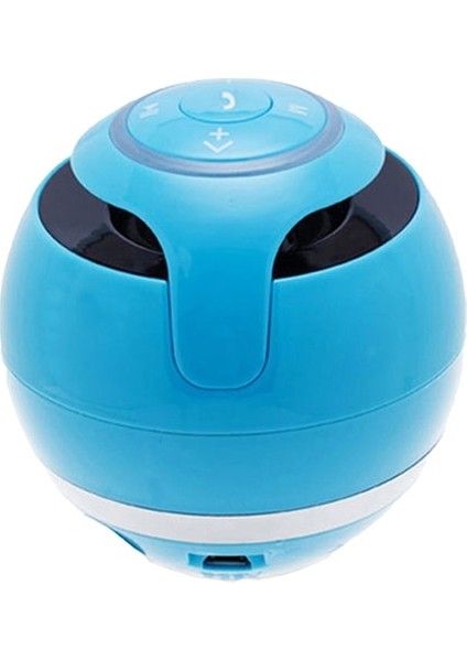 Mavi Taşınabilir Bluetooth Uyumlu 5.0 Işık Hoparlör LED Dijital Stereo Müzik Çalar Kablosuz Top Şekli Saat Mini Bt Hoparlör (Yurt Dışından)