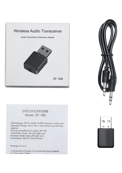 Siyah Bluetooth 5.0 Kablosuz Av Alıcısı-Vericisi Alıcı Mini USB 3.5mm Aux Jack Stereo Müzik Kablosuz Bluetooth Adaptörü Tv Pc Için Araba Hoparlörü (Yurt Dışından)