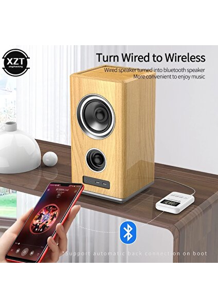 Beyaz Yenı 2 In 1 Bluetooth 5.0 Kablosuz Av Alıcısı-Vericisi Alıcı 3.5mm Jack Aux Kablosuz LED Dijital Ekran Adaptörü Tv Pc Araba Fm Adaptörü (Yurt Dışından)