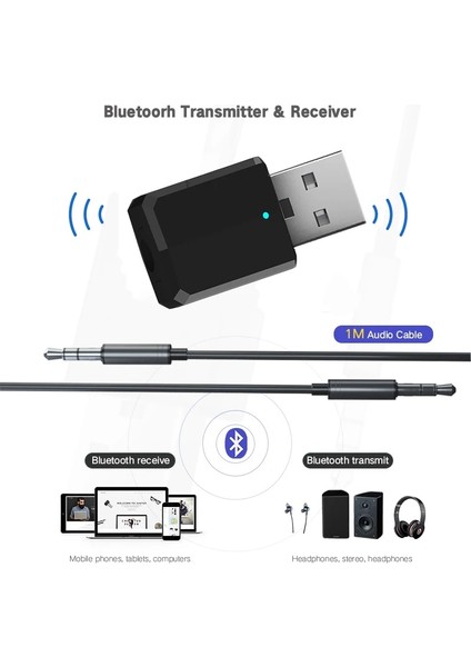 Siyah Bluetooth 5.0 Kablosuz Av Alıcısı-Vericisi Alıcı Mini USB 3.5mm Aux Jack Stereo Müzik Kablosuz Bluetooth Adaptörü Tv Pc Için Araba Hoparlörü (Yurt Dışından) modelleri