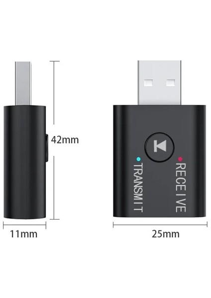 01 2 In 1 Kablosuz Bluetooth Alıcı Adaptörü Mini Bluetooth V5.0 + Edr Ses Alıcı Verici 3.5mm USB Aux Dongle Dizüstü Bilgisayar Için (Yurt Dışından)