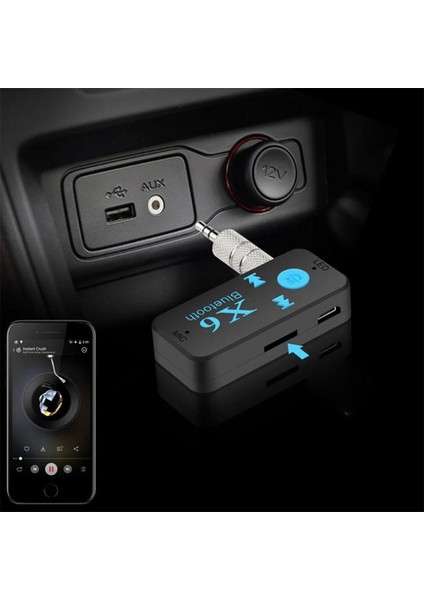 Siyah Vaorlo Araba Bluetooth Ses Alıcısı 3 In 1 3.5mm Mini Kablosuz Bluetooth Aux Adaptörü Araç Verici Otomatik Müzik Alıcıları X6 (Yurt Dışından)