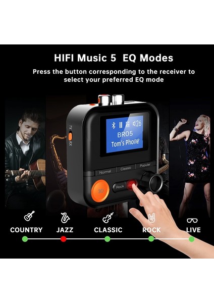 Bluetooth 5.2 2 In 1 Kablosuz Bluetooth Verici Alıcı 5 Eq Modu Ses Adaptörü 3.5 mm Aux Rca Tf Pc Tv Araba Hoparlörleri Için Hd Ekran ile (Yurt Dışından) modelleri