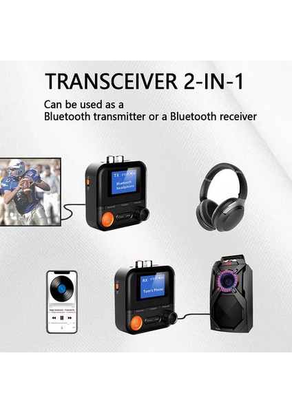 Bluetooth 5.2 2 In 1 Kablosuz Bluetooth Verici Alıcı 5 Eq Modu Ses Adaptörü 3.5 mm Aux Rca Tf Pc Tv Araba Hoparlörleri Için Hd Ekran ile (Yurt Dışından) fırsatları