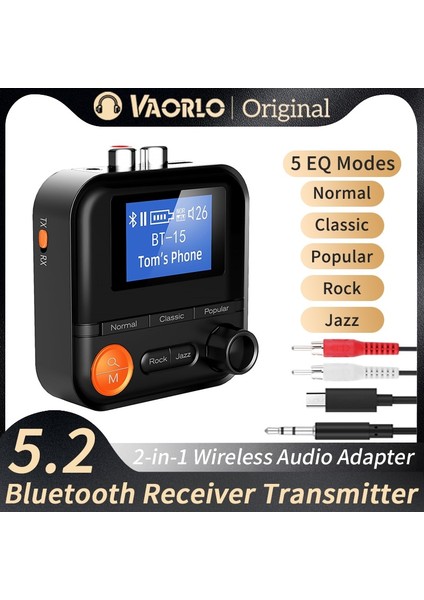 Bluetooth 5.2 2 In 1 Kablosuz Bluetooth Verici Alıcı 5 Eq Modu Ses Adaptörü 3.5 mm Aux Rca Tf Pc Tv Araba Hoparlörleri Için Hd Ekran ile (Yurt Dışından) indirimleri